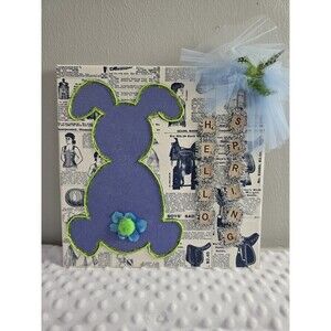 Hello Spring Handcrafted 12" Sign Canvas Wall Art Easter Kitschy Mixed Media